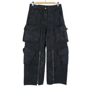 Zara The Relaxed Utility Pant Marble Black Wide Leg Cargo NWT M